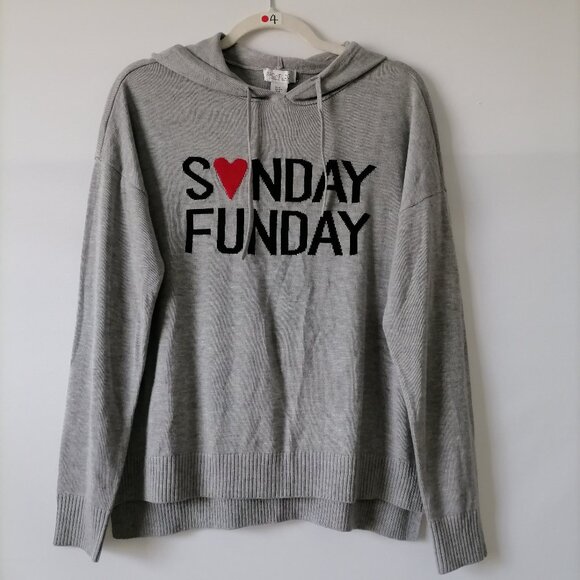 Rachael Zoe Womens Gray Sunday Funday Drop Shoulder Pullover Hoodie Size M - Picture 1 of 9